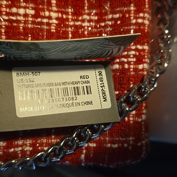 Badgley Mischka Red Tweed Crossbody Bag - Picture 4 of 11